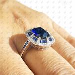 Antique 2 Ct Blue Sapphire Art Deco Ring