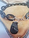 Victorian Whitby Jet Shell Pendant Bracelet
