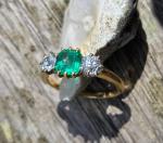 Colombian Emerald & Diamond Trilogy Antique Ring