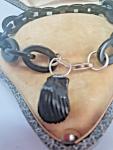 Victorian Whitby Jet Shell Pendant Bracelet