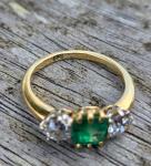 Colombian Emerald & Diamond Trilogy Antique Ring