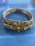 Charming Vintage Silver Filigree Bracelet with Brass