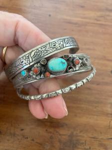 Vintage Ethnic Silver Bangles Set of 2