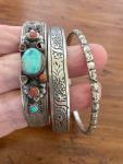 Vintage Ethnic Silver Bangles Set of 2