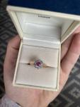 Antique Yellow Gold Pink Sapphire Diamond Cluster Ring