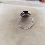 Art Deco Sterling Silver Black Paste Ring, Size G.5