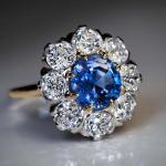 Art Deco 2 Ct Sapphire Diamond Wedding Ring