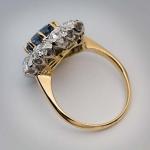 Art Deco 2 Ct Sapphire Diamond Wedding Ring