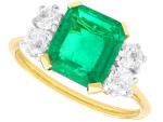 Vintage 1935 Emerald and Diamond Gold Ring