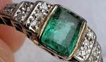 18Ct Gold Art Deco Emerald & Diamond Ring