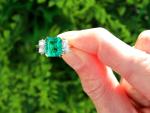 Vintage 1935 Emerald and Diamond Gold Ring