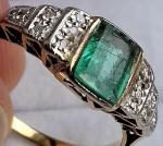 18Ct Gold Art Deco Emerald & Diamond Ring