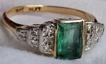 18Ct Gold Art Deco Emerald & Diamond Ring