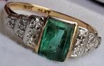18Ct Gold Art Deco Emerald & Diamond Ring