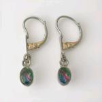 Czech Iris Glass Vintage Silver Tone Drop Earrings