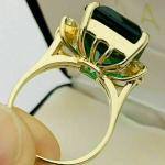 Emerald Cut Green Antique Engagement Ring in 14K Gold