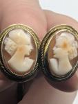 Vintage Silver Cameo Earrings with Gold Vermeil