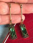 Art Deco Emerald Green Glass Statement Earrings