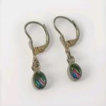 Czech Iris Glass Vintage Silver Tone Drop Earrings