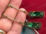 Art Deco Emerald Green Glass Statement Earrings