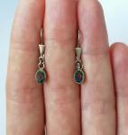 Czech Iris Glass Vintage Silver Tone Drop Earrings