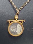 Victorian Gold Tone Double Photo Locket Pendant