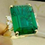 Emerald Cut Green Antique Engagement Ring in 14K Gold