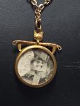 Victorian Gold Tone Double Photo Locket Pendant