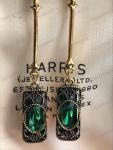 Art Deco Emerald Green Glass Statement Earrings