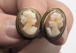 Vintage Silver Cameo Earrings with Gold Vermeil
