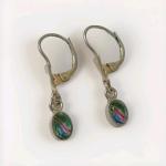 Czech Iris Glass Vintage Silver Tone Drop Earrings