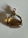 Edwardian 9ct Gold Citrine Spinner Fob Pendant