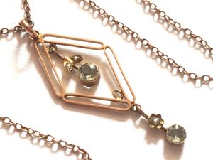 Victorian Edwardian 9ct Gold Topaz Pearl Pendant