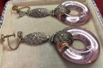 Large Vintage Vauxhall Glass Pendant Earrings