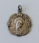 Art Nouveau Silver Pendant Fob Lady Maiden