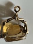 Edwardian 9ct Gold Citrine Spinner Fob Pendant