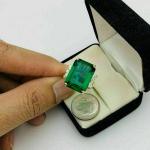 Emerald Cut Green Antique Engagement Ring in 14K Gold