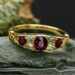 Round Cut Ruby & Diamond Antique Wedding Band