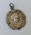 Art Nouveau Silver Pendant Fob Lady Maiden