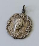 Art Nouveau Silver Pendant Fob Lady Maiden