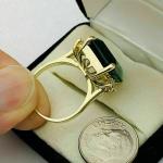 Emerald Cut Green Antique Engagement Ring in 14K Gold