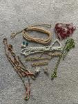 Vintage Jewelry Lot: Beads, Clip-On Earrings, Brooches