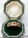 Victorian 15ct Gold Ruby and Diamond Gypsy Ring