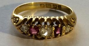 Edwardian 18ct Gold Ruby and Diamond Ring