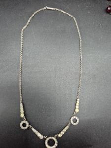 Sterling Silver Antique Necklace with Clear Stone
