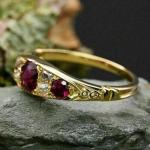 Round Cut Ruby & Diamond Antique Wedding Band