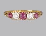 Victorian Ruby and Diamond Five-Stone Ring