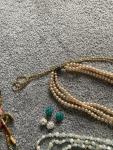 Vintage Jewelry Lot: Beads, Clip-On Earrings, Brooches