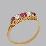 Victorian Ruby and Diamond Five-Stone Ring