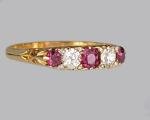 Victorian Ruby and Diamond Five-Stone Ring